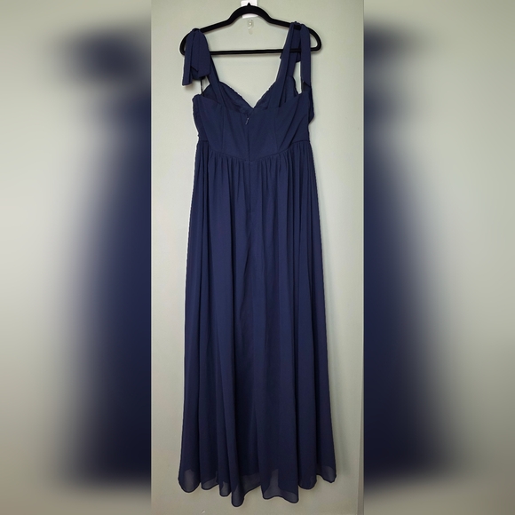 Lulus Radiant Charisma Navy Chiffon Ruched Tie-Strap Maxi Dress - Picture 6 of 11